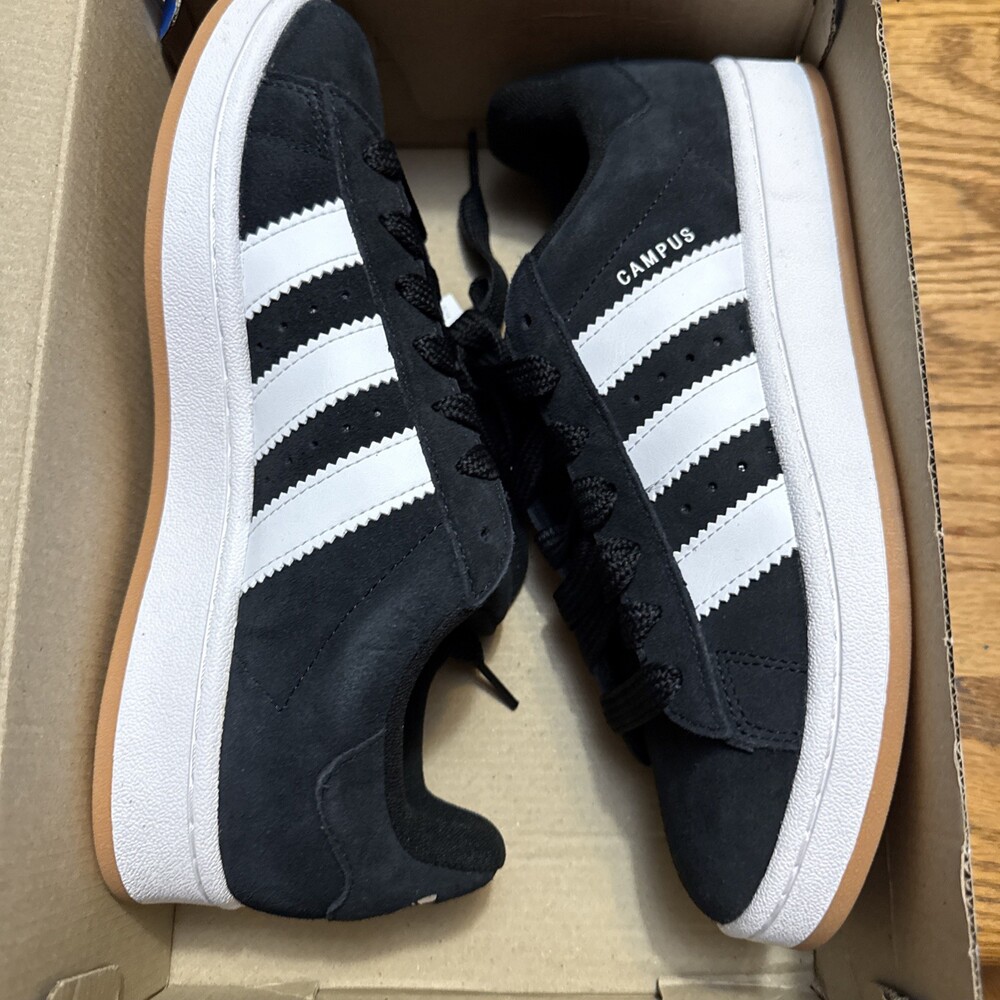 Adidas Campus 00s J Youth Size 7 Kids Black Suede Sneakers Shoes HQ6638 NIB